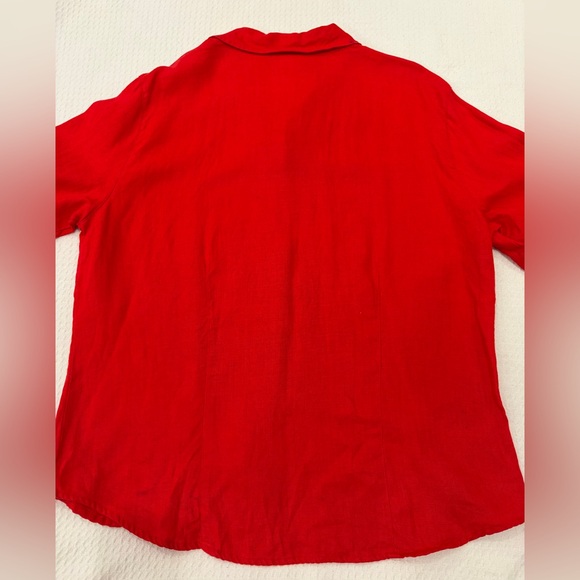 Vintage Chico's Design 100% Turkish Linen Red Button-Up Blouse Size 3 (XL) FLAW - Picture 11 of 16